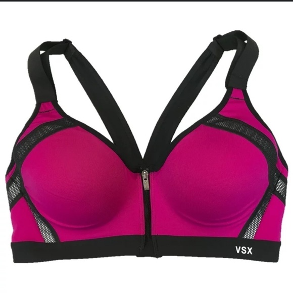 Victoria's Secret Incredible Front Close Sports Bra reflective pink size 32C🟦 - Picture 1 of 9